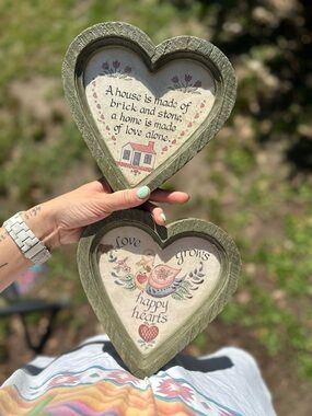 Heart-Shaped Rustic Wall Plaque - Green - Unbranded